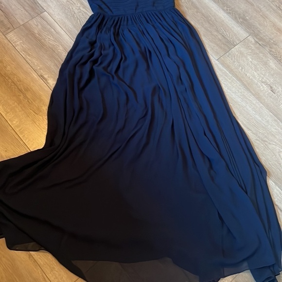 French Connection halter dress, split back, semi sheer sweep in navy blue Size 6 - Picture 6 of 11